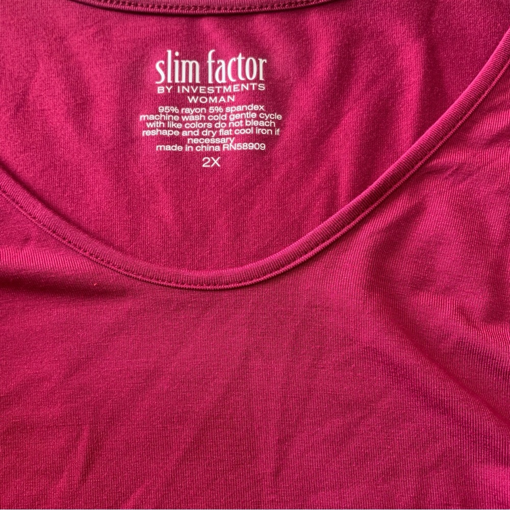 Investments Slim Factor Long Sleeve Rich Red Blouse - Picture 7 of 9